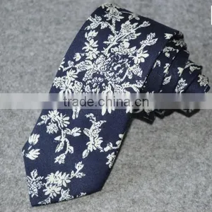 Big Flower Pattern Linen Necktie, Floral Linen Tie thumbnail-1