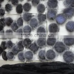 The Most Popular Silver Fox Fur Ball Key Chain / Fox Fur PomPoms thumbnail-2