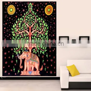 Tree With Elephant Tapestry Wall Hanging Star Wall Art Universe Mandala Tapestry Queen Bohemian Tapestries Printed Fabric Beach thumbnail-2