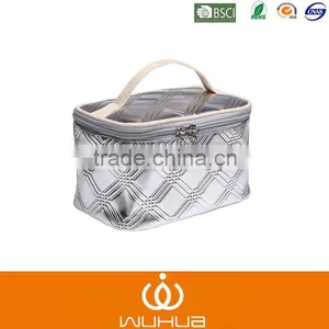 Travel Storage Train Case PU Cosmetic Bag With Handle thumbnail-1