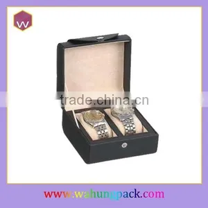 Luxury Blach Pu Leather Watch Gift Box For Carrying Double Watch WH-0569 thumbnail-1