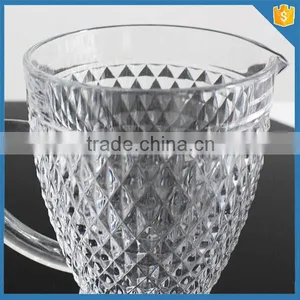 Clear Glass Water Pitcher With Rhombus Design thumbnail-2