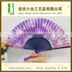 New Style High Quality Silk Bamboo Folding Fan With Flower thumbnail-1