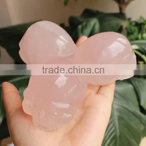 Natural Rose Crystal Skull Pink Quartz Crystal Skulls for Sale thumbnail-4