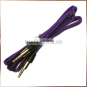Fabric Braided Flat AUX Cable For IPod Iphone MP3 Audio Cable 3.5 thumbnail-1