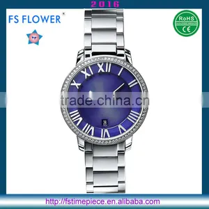 FS FLOWER - Women Stone Double Dial Quartz Watch Stainless Steel Back Water Resistant Watch thumbnail-1
