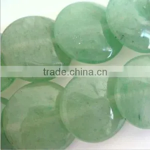 30mm Natural Green Aventurine Round Flat/coin Cut DIY Loose Beads for Jewelry thumbnail-1