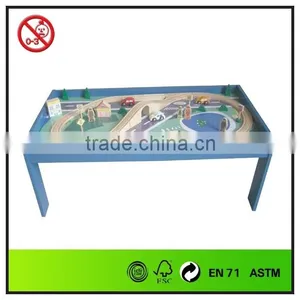 Painted Wooden Playtable With Train Sets thumbnail-1