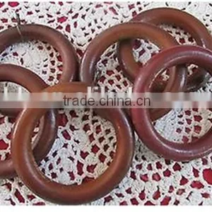 6 Antique Vintage Red Bronze Wooden Drapery Curtain Rings With EYE Hook thumbnail-1