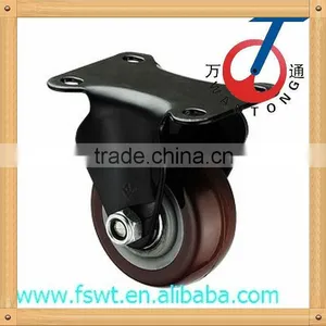 Hadware Industrial Furniture Medium Duty Polyuretane Fixed Black Bracket Caster Wheel thumbnail-1