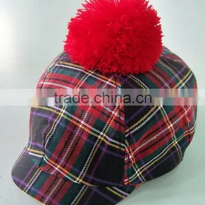 Hot Plaid Ladies Fashion Cap With Ball on the Top thumbnail-2
