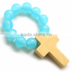 High Quality Catholic Wooden Cross Ring, Religious Glass Rosary Ring thumbnail-3