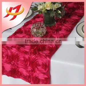 Cheap Wholesale Champagne Satin Rosette Dining Table Runner for Round Tables thumbnail-5