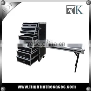 Multifunctional 8 Drawer Flight Case With DJ Table and Wheels--RK8DRAWER58TC thumbnail-1