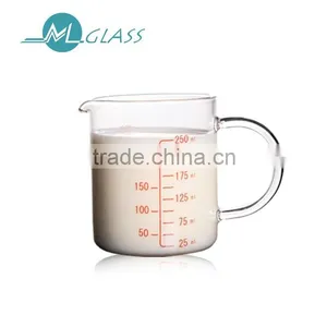 China Supplier Clear Glass Measuring Cup With Handle Handmade Glassware OEM ODM 250ml thumbnail-1