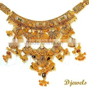 22 K Gold Bridal Necklace Sets, Kundan Necklace Sets, Kundan Jewellery thumbnail-1