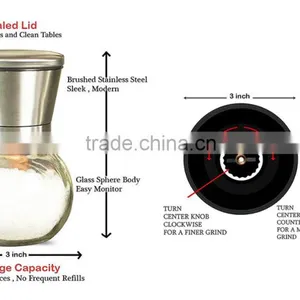 Manual Glass Spice Bottle Grinder/pepper and Salt Mill 6 Oz Glass Body and 5 Grade Adjustable Ceramic Rotor thumbnail-4