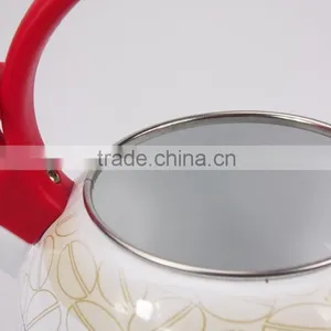 Elegant Red Rose Flower Enamel Kettle Teapot Whistling thumbnail-5