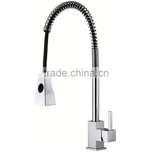 Classic Deck Mounted Single Hole Kitchen Pull Out Faucet Spring Spray Mixer Tap thumbnail-1