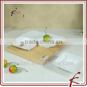 Ceramic Tapas Dish With Wooden Plate thumbnail-1
