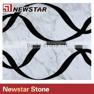 Newstar Good Quality Black And White Weave Marble Tile Waterjet Floor Mosaic thumbnail-1