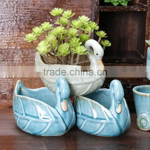 Shabby Chic Succulent Pot Ceramic Animal Flower Planters thumbnail-3