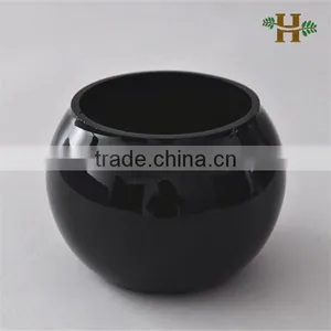 Tabletop Decorative Round Black Glass Vase, Round Glass Fish Bowl thumbnail-1