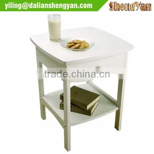 Wooden White Lacquered Nightstand thumbnail-1