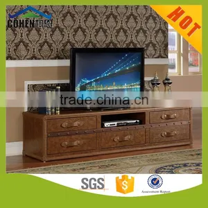 2016 New Design European Vintage Chesterfeild Style Top Grain Leather tv Stand/tv Cabinet and Home Furniture thumbnail-1