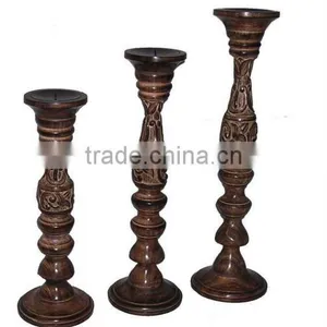 Carved Wooden Candle Holder,Designer Wooden Candle Stand thumbnail-1