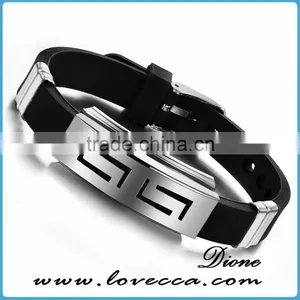 Charm Rubber Silicone Chain Gold Cross Wristband Bracelet for Mens With Stainless Steel Buckle thumbnail-4