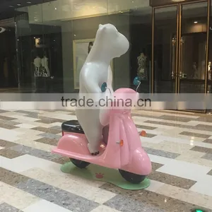 FRP Bear Statue Sculpture Riding Motorcycle thumbnail-3