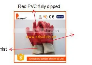 DDSAFETY Red Pvc Glove Smooth Finished For Construction thumbnail-3