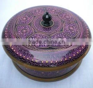 Colorful Wooden Keepsack Round Bowl With Lid thumbnail-1