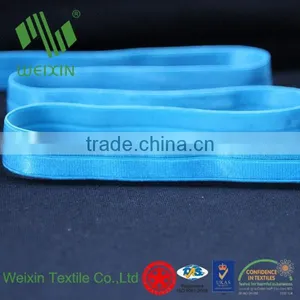 Blue Spandex Nylon Woven Plush Shiny Fold Over Elastic for Lingerie FOE thumbnail-1