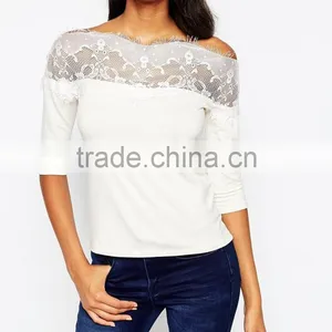 China Factory OEM ODM 2015 New Fashion Customized Top and Blouse With Lace Off Shoulder thumbnail-3