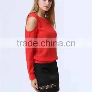 Round Neck Cutout Shoulders Design Accept Small Order Quantity Factory Price Fashion Casual Women Tops/Blouse thumbnail-4