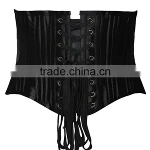 Women Short Double Steel Boned Waist Slimming Satin Waist Trainer thumbnail-6