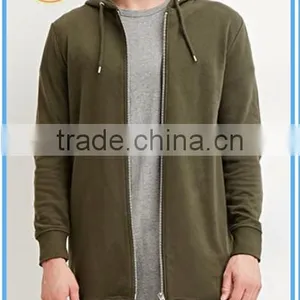 Men's French Terry Zipper Up Longline Hoodie thumbnail-1