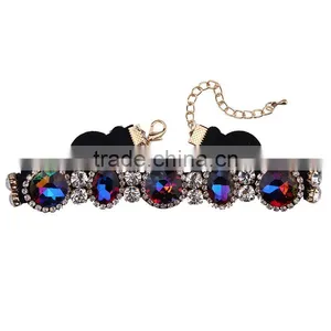 Women Fashionable Round Crystal Gem Stone Choker Necklace for Women Jewelry thumbnail-3