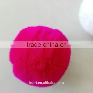 KR 100% Real Rex Rabbit Fur Pom Pom/Colorful Rabbit Fur Ball Keychain 6-10cm Bag Pendant thumbnail-4