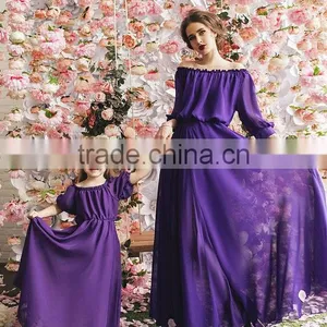 Matching Mother And Me Dresses Family Look Mother And Daughter Dresses Chiffon Maxi Dresses thumbnail-4