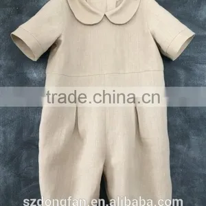 Boys Linen Romper Infant Baby Linen Jon Jon Shortall Toddler Baptism Outfit thumbnail-1