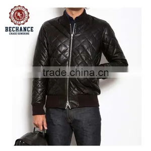 Mens Diamond Quilted Leather Jacket AE1460 thumbnail-1
