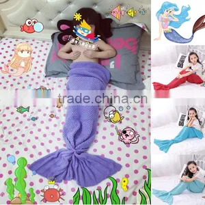 Spring Bedding Sofa Mermaid Blanket Wool Knitting Fish Style Little Tail Blankets Warm Sleeping Child Kids Princess Loves Gift thumbnail-1