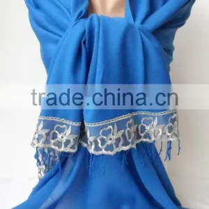 French Lace Socks Blue Pashmina Shawls for Bridesmaids Socks Blue Pashmina With Gray Lace Women Wedding Shawls Fashion Gifts Bri thumbnail-4