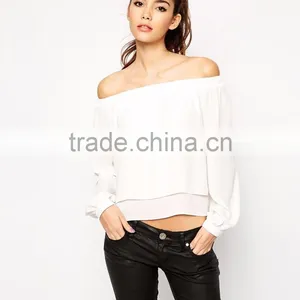 Cold Shoulder Design Long Sleeves Lady Blouse Fashion New Blouse 2015 thumbnail-2