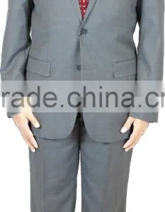 NAAMS MEN'S WOOL 2 BUTTON 2 VENT SLIM FIT SUIT JACKET FLAT FRONT PANT GREY thumbnail-1