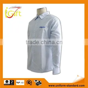 100% Cotton Design China Made Casual Workwear Light Blue Dress Shirt thumbnail-1