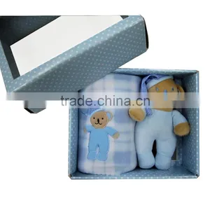 Baby Embroidered Polar Fleece Blanket Baby Toy 2pcs Set thumbnail-1